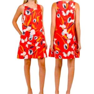 Sigrid Olsen A-Line Flower Print Linen Dress
